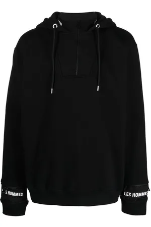 Les Hommes Men Sweatshirts - Logo patch half-zip hoodie
