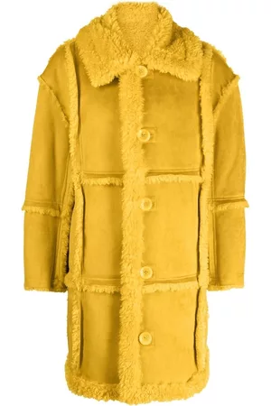 A.N.G.E.L.O. Vintage Cult 1980s leaf-embroidery Shearling Coat - Yellow