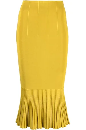 Palm Angels GD Destroyed straight skirt - Yellow