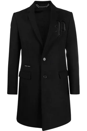 Philipp Plein Embroidered-logo single-breasted coat