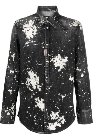 Dsquared2 Studded bleach-effect denim shirt