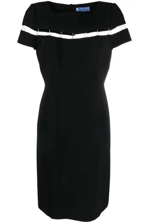 MUGLER 1990s striped detail short-sleeved dress
