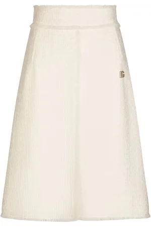Dolce & Gabbana Front-slit tweed midi skirt