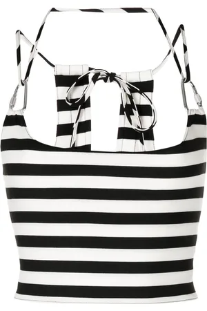 MONSE Striped halterneck cropped top