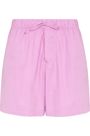 Tekla High-waist drawstring poplin shorts