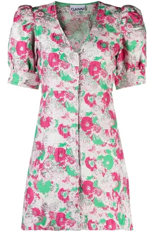 Ganni Floral-print short-sleeve dress