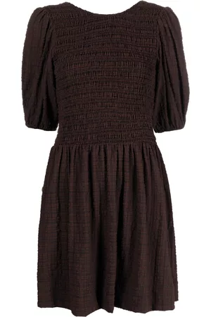 Ganni Striped smocked mini dress