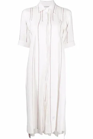 Thom Browne RWB pinstripe seersucker inverted-pleat dress