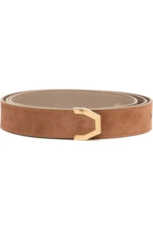 Agnona Engraved-logo leather belt