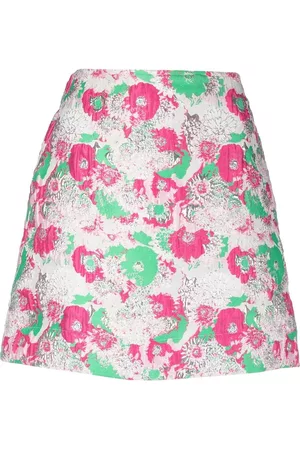 Ganni Floral-pattern A-line skirt