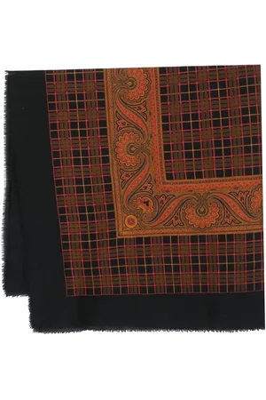 Saint Laurent 1970s paisley checkered scarf