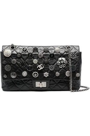 Chanel Black Quilted Aged Leather Lucky Charms Reissue 2.55 Classic 224  Flap Bag