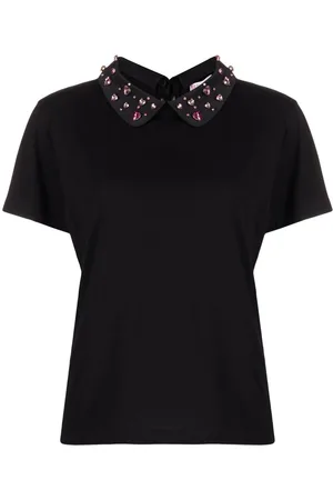 RED Valentino Gem-embellishment contrasting collar T-shirt