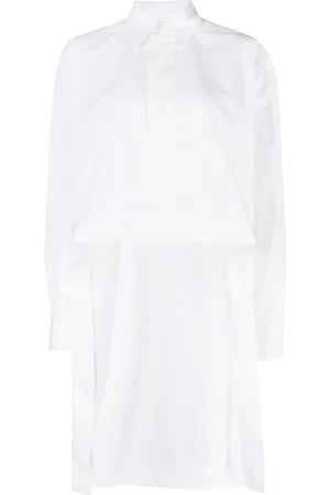 Plan C Asymmetric-hem cotton shirt