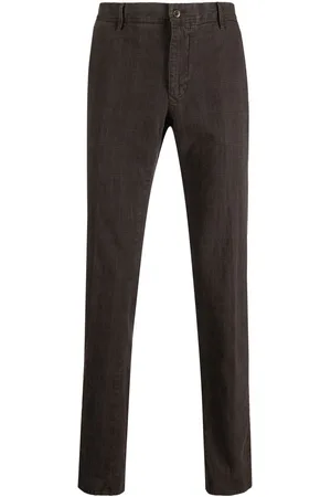 Incotex Checked cotton straight-leg trousers