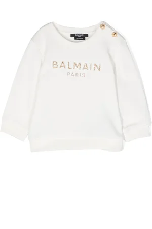 Balmain Glitter-logo cotton sweatshirt