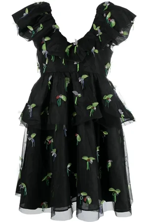 Ganni Animal-print ruffled minidress