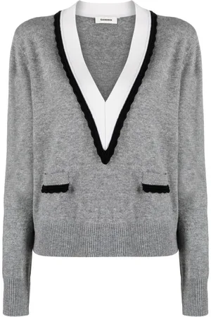 Sandro V-neck fine-knit jumper