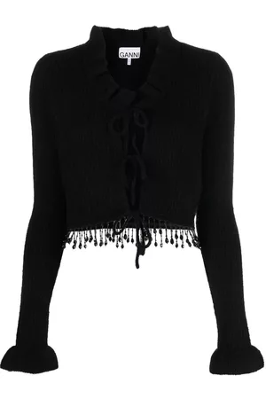 Ganni Beaded fringe knitted cardigan