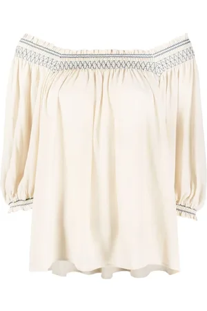 See by Chloé Bardot chevron stitch blouse