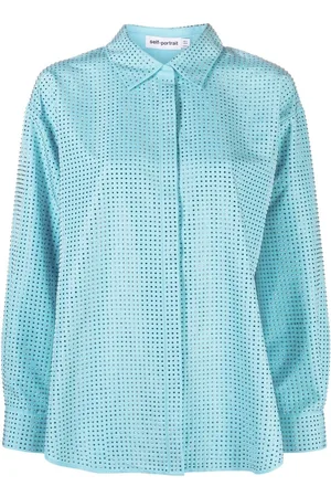 Self-Portrait Rhinestone-embellished long-sleeve shirt