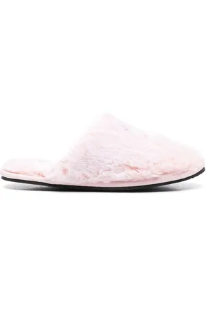 Calvin Klein Logo appliqué faux-fur slippers