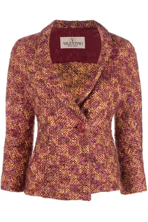 VALENTINO GARAVANI 1990s woven bouclé narrow lapels jacket