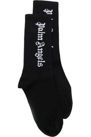 Palm Angels Logo-intarsia ribbed socks