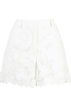 Self-Portrait Embroidered high-waisted shorts