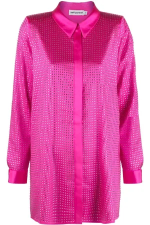 Self-Portrait Rhinestone-embellished long-sleeved shirt