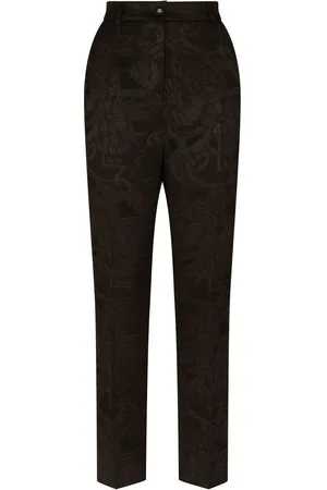 Dolce & Gabbana Floral-jacquard tapered-leg trousers
