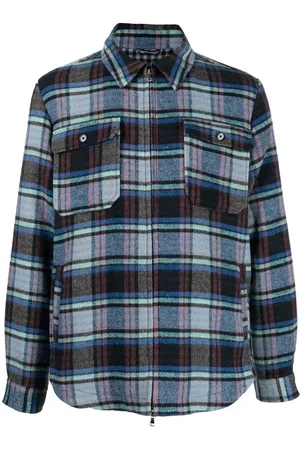 D.A. Daniele Alessandrini Check-print zip-up shirt jacket
