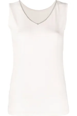 Fabiana Filippi Bead-embellished V-neck tank top