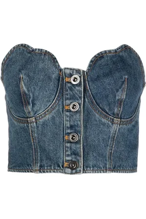 Self-Portrait Strapless denim bustier top