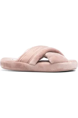 Boo fluffy stripe slipper best sale in grey faux fur