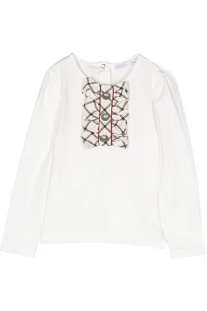 PATACHOU Tartan-bow long-sleeve T-shirt