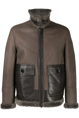 BRIONI Shearling panelled lambskin jacket