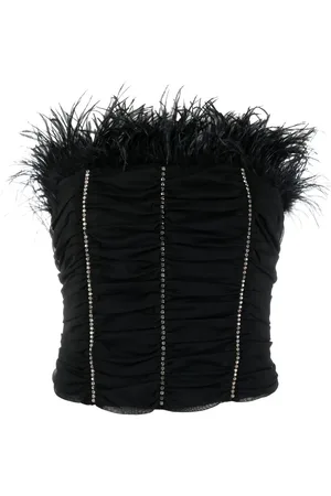 Patrizia Pepe Crystal-embellished feather-detail top