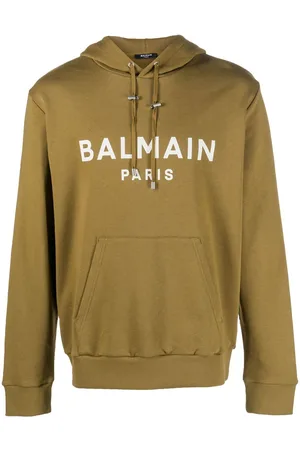 Balmain Monogram intarsia-knit Zipped Hoodie - Farfetch