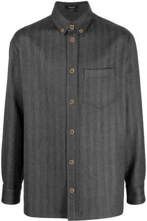 VERSACE Herringbone cashmere overshirt