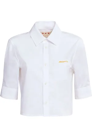 Marni Logo-embroidered cropped shirt