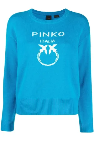 Pinko Intarsia-knit logo crew-neck jumper
