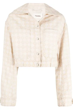 Nanushka Logo pattern boxy denim jacket