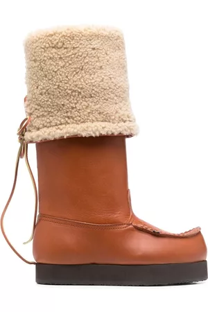 Acne Studios Women Boots - Shearling-cuffs leather boots