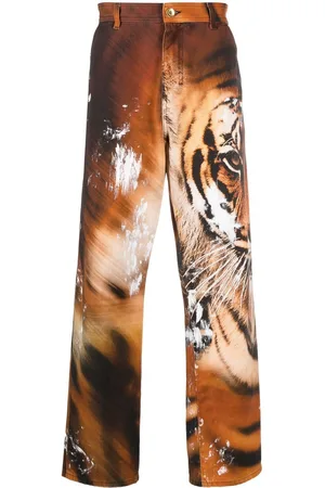 Roberto Cavalli Tiger-print straight-leg jeans