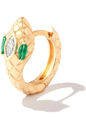 JACQUIE AICHE 14kt rose Head Snake diamond and emerald earring
