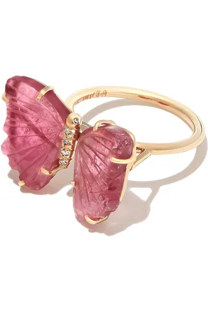 JACQUIE AICHE 14kt yellow Butterfly tourmaline ring