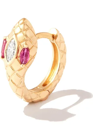 JACQUIE AICHE 14kt rose gold Head Snake diamond and ruby earring