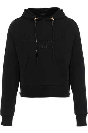 Balmain Rhinestone cotton hoodie