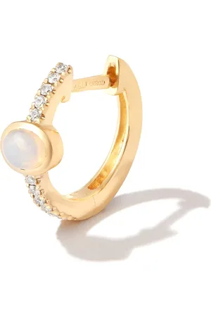 JACQUIE AICHE 14kt yellow opal and diamond hoop earring